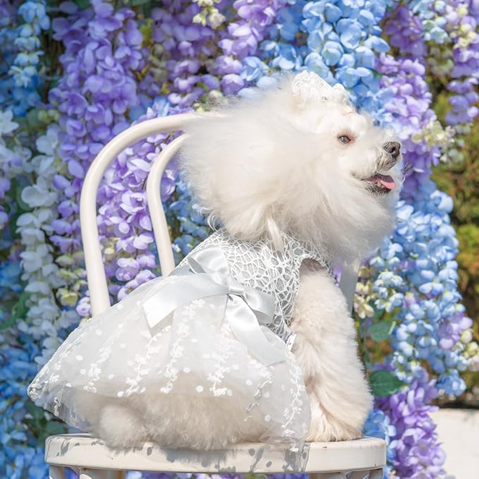 CuteBone Dog Birthday Dress Girl Puppy Skirt Tutu Cat Wedding Outfit Pet Party Clothes for Small Dogs Costume DD17S