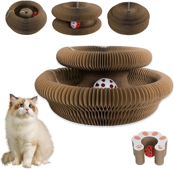 Cat Toy,Cat Scratchers for Indoor Cats,Foldable Magic Organ Cat Scratcher,Interactive Accordion Cardboard Cat Scratch Pad,Cat Toy Interactive for Indoor Cats Boredom Relief