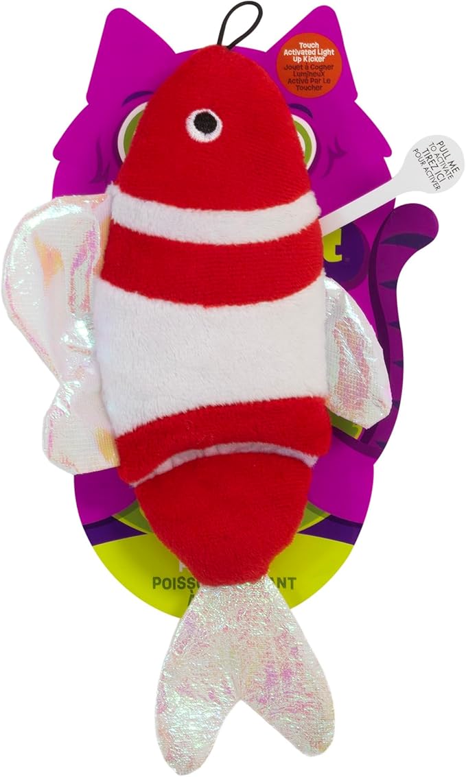 Mad Cat Bright Fish Kicker Touch Activated Light Up Cat Toy, Pack of 1