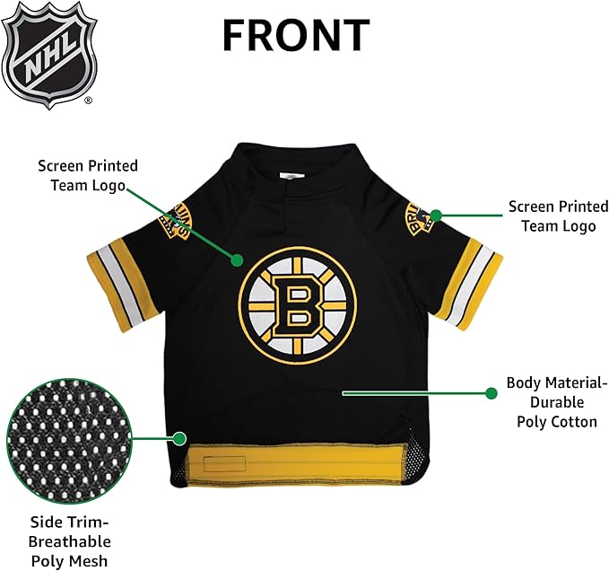 Pets First NHL Boston Bruins Jersey for Dogs & Cats, Small. - Let Your Pet Be A Real NHL Fan!