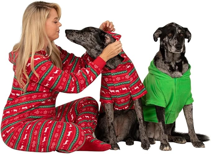 Pet Pjs - Nordic Christmas Pet Pjs Fleece Hoodie Sweaters - Small (Fits Up to 15 lbs) - Pet - Small (Fits Up to 15 lbs)