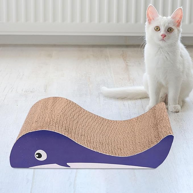 Corrugated Scratching Couch Cat Scratcher Cardboard Large Furniture Protection Pet Supplies Cat Scratching Pads for Sleeping, Whales, 41cmx21cmx11cm