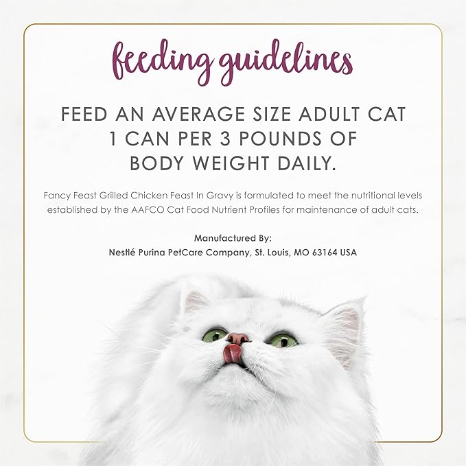 Fancy Feast Purina Grilled Wet Cat Food Chicken Feast in Wet Cat Food Gravy - 3 oz. Cans (Pack of 48)