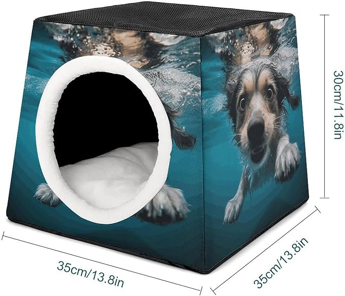 Cat Cave Cat Beds for Indoor Cats Underwater Dog Foldable Cat Hideaway with Washable Cushion and Non-Slip Base