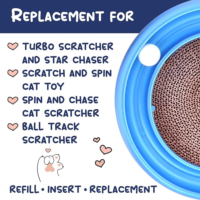 HQRP 3-Pack Round Cat Scratcher Refill, 10'' Round Scratch Pads for Cats, Refill for Cat Scratcher with Ball, Circular Cardboard Insert, Medium