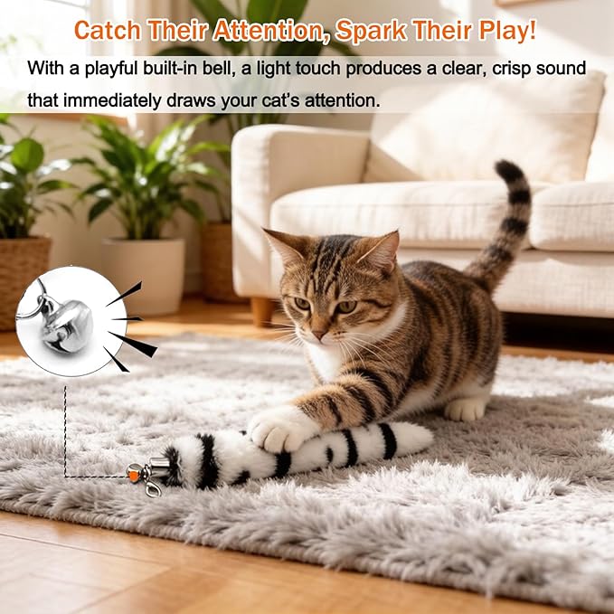 LASOCUHOO Cat Worm Toys, (3 Packs) Interactive Cat Wand Replacement, Wand Refill Attachments for Indoor Cats, Fit for Most Cats