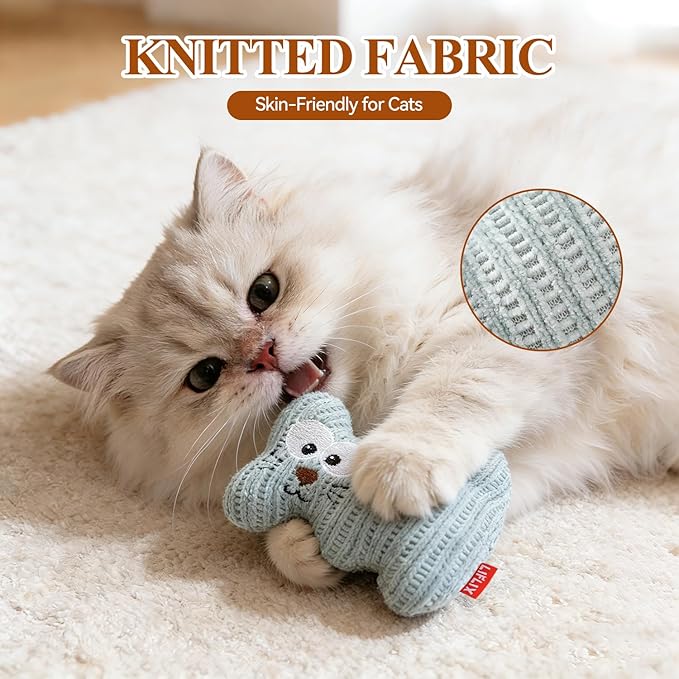 LIFLIX 3 Pieces Catnip Cat Toys, Cute Cat Nip Plush Toys for Indoor Kitten, Interactive Small Cat Kicker Toys(3 Shapes)