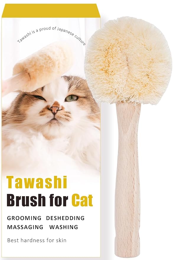 Wablade Cat Brush, Gentle Grooming Brush for Sensitive Cats & Kittens – Soft Grooming & Massage, Gently Removes Loose Surface Fur (Not a Deshedding Tool), Sisal, Made in Japan (Type-A)