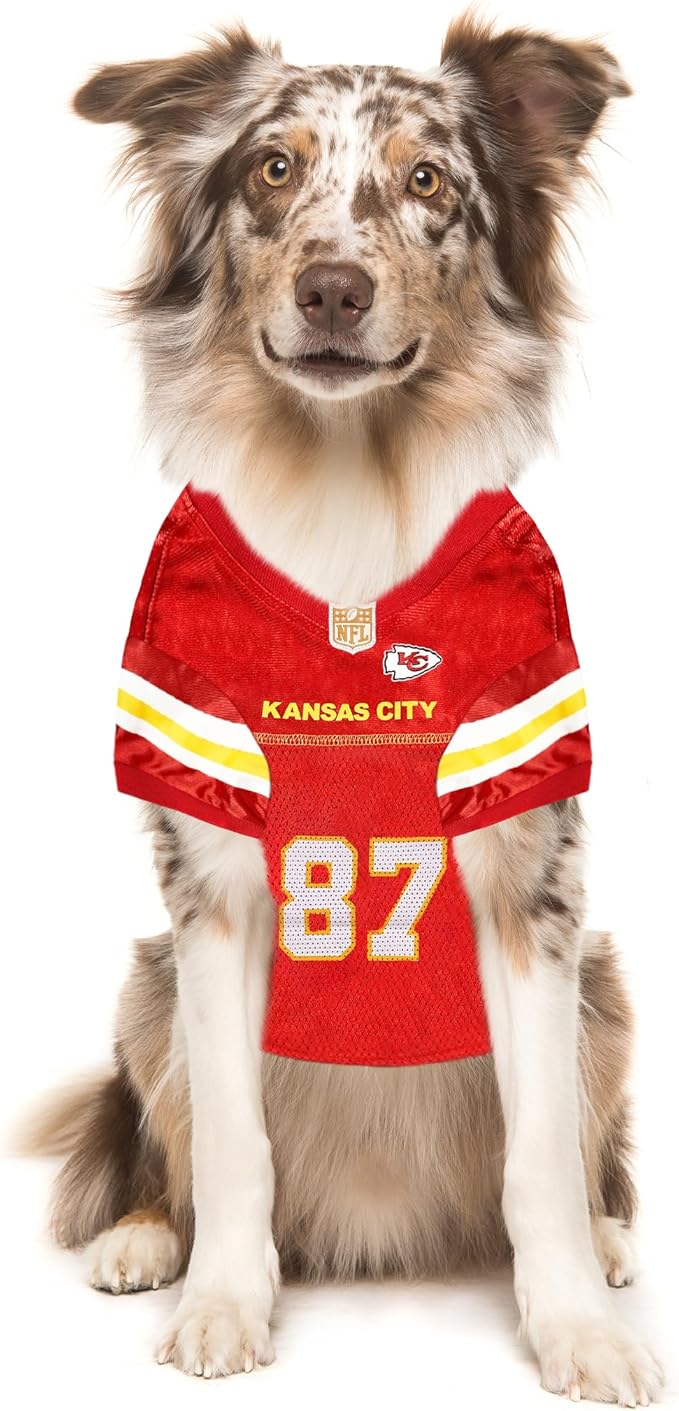 NFLPA Travis Kelce PET Jersey, NFL Dog Shirt, Size X-Small, Kansas City Chiefs Mesh Jersey for Dogs