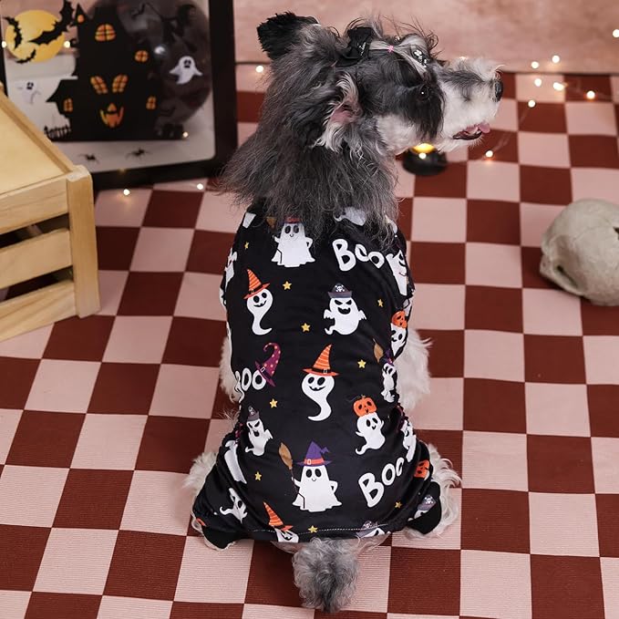 CuteBone Fleece Dog Halloween Pajamas Clothes Puppy Jammies Pet Apparel Cat Onesie for Chihuahua Yorkie Frenchies P305M