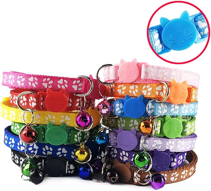 Black Cat Collar with Bells, 2 Pack Break Away Kitten Collar with Bells, Breakaway Female Cat Collar for Boy Cats Kitty