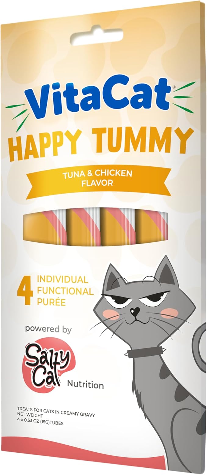 Salty Cat Happy Tummy Natural Tuna & Chicken Functional Tube Treats for Cats (12 Packs)