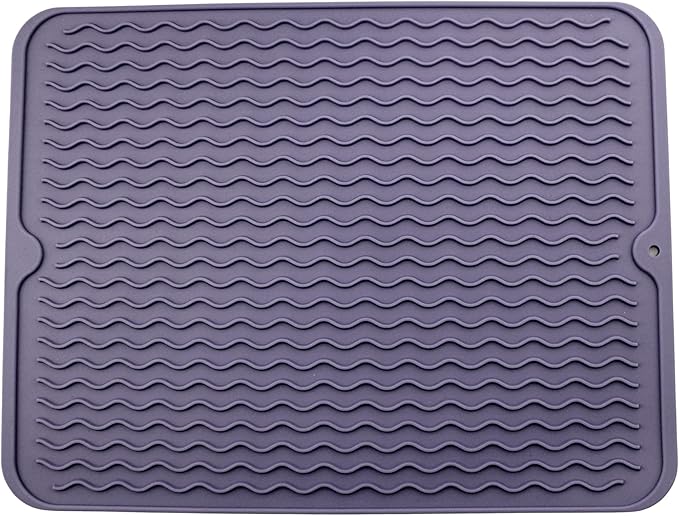 Silicone Pet Feeding Mat for Dogs, Cats, Small Animals, Non-Slip Waterproof Food and Water Mat with Raised Edge, BPA-Free Convenient Hook Storage by Dependable Industries (Purple, 12 x 16 inch)