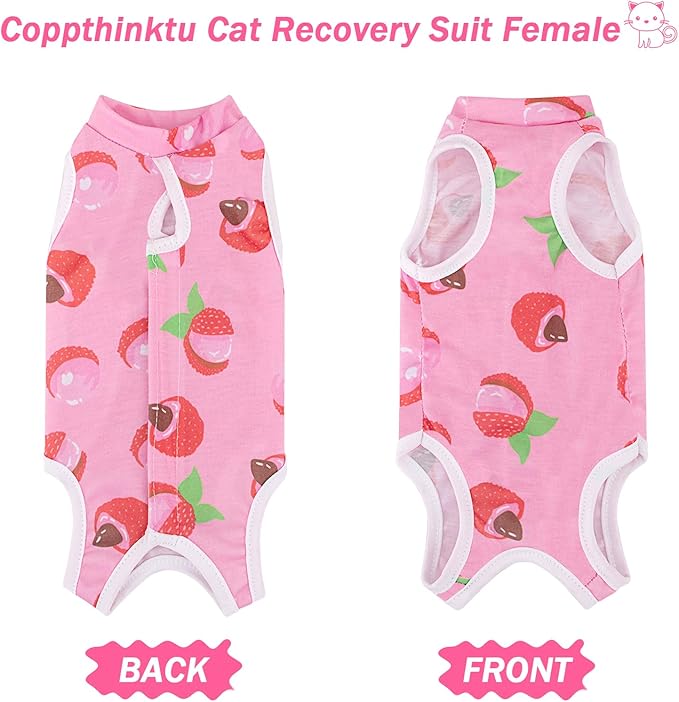 Coppthinktu Cat Recovery Suit Female Cats Onesie for Cats, Breathable Cat Surgery Suit for Surgical Abdominal Wounds Skin Diseases, Cute Kitten Spay Recovery Suit E-Collar Alternative Anti Licking