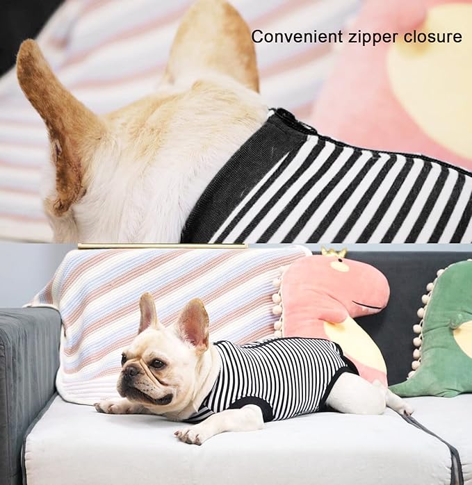 Dogs Cats Recovery Suit XX-Large for After Surgery, Professional Pet Recovery Shirt Dog Abdominal Wounds Bandages, Substitute E-Collar & Cone,Prevent Licking Dog Onesies,Black-White XXL
