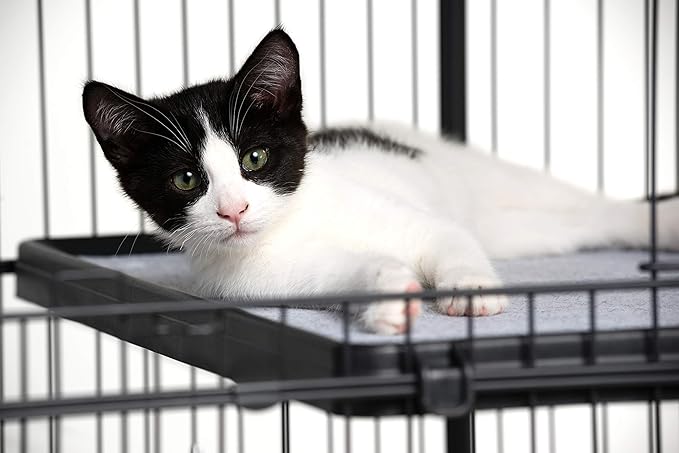 Prevue Pet Products Replacement Platform Shelf - Mounted Replacement Perch for Indoor Cat Cages, Machine Washable Felt Pad, Floating Cat Shelves for Climbing, Compatible with Prevue Cages - Black