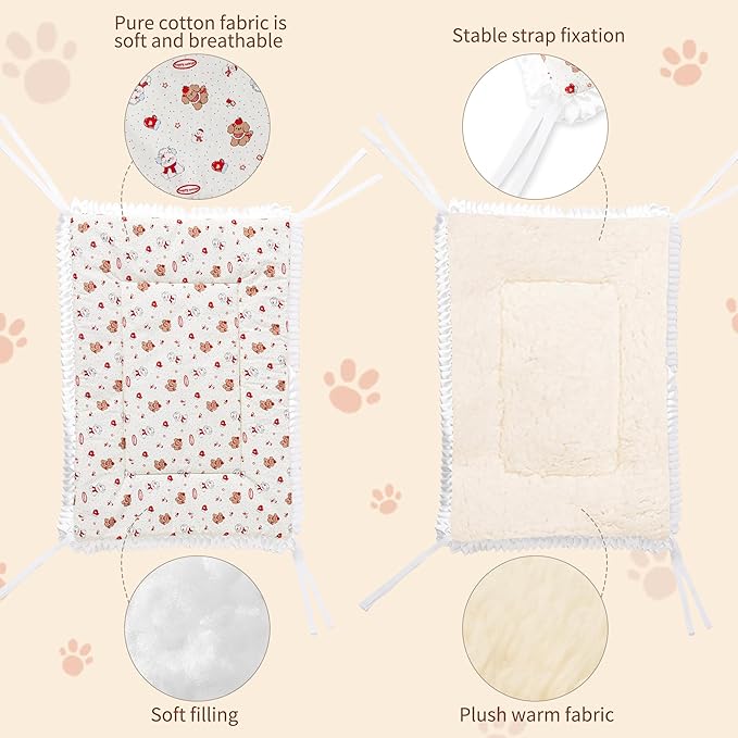 Reversible Silent Cat Bed Self Warming Pet Pad Thin Style Mat Washable Cushion Pad, Pad for Window Perch Outdoor Cat Houses, for Cats, Small Dogs, Rabbits, Non Electric.(Red Puppy,M)