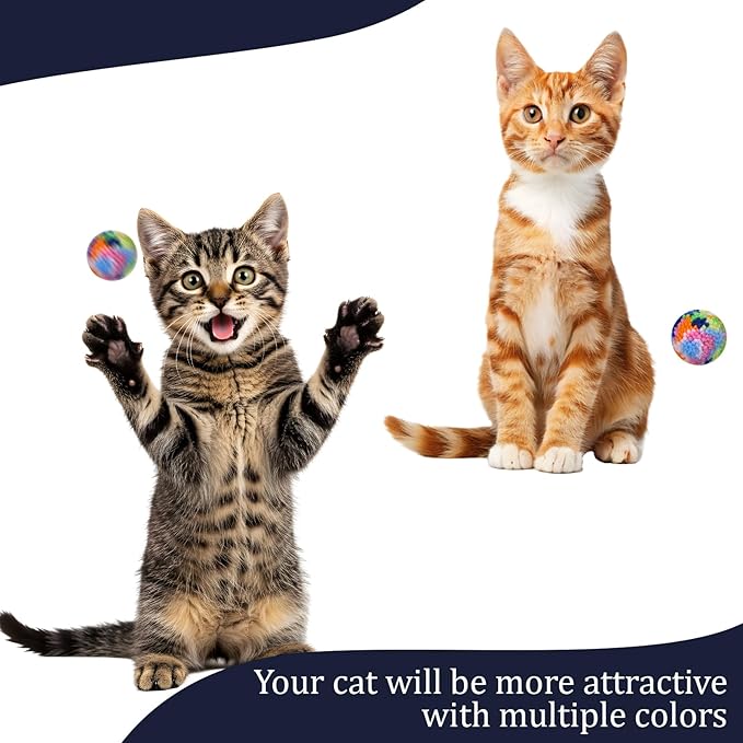 8 Pcs Woolen Yarn Cat Ball Toys Assorted Color Soft Fuzzy Pom Pom Balls Interactive Cat Chasing Toys for Indoor Cats Kittens