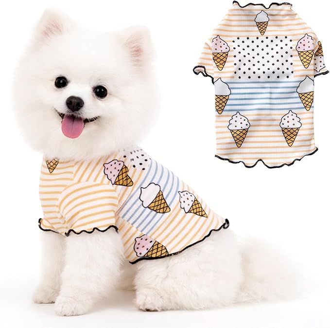 Winmany Dog Cooling Shirt for Small Dog Cat, Puppy Summer Sun Protection Stretchable Clothes, Quick Dry Breathable Pet Vest Outfit, Ice Cream Medium