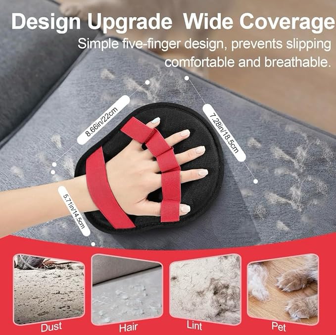 Pet Hair Remover Glove for Dogs & Cats – Reusable Lint and Fur Cleaning Mitt, Wide Coverage Grooming Glove for Removing Pet Hair from Couch, Carpet, Furniture and Clothes