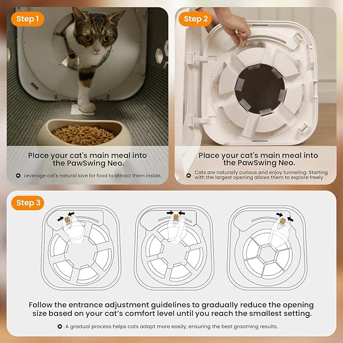 Cat Self Groomer Neo with 360° Skin Friendly Brush Self Cleaning Automatic Fur Collection Grooming House for Hairball Control and Shedding Relief Autocomb Cat Auto Grooming Box for All Cats