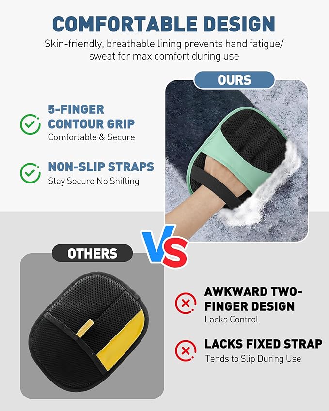 Magic Brush Glove Pet Hair - 2 Pack Electrostatic Grooming Removal Gloves for Dogs and Cats, The Magic Brush Pure Path Yomi Pet Grooming Needs, Fur Remover for Furniture, Clothes (2 Pcs Green)