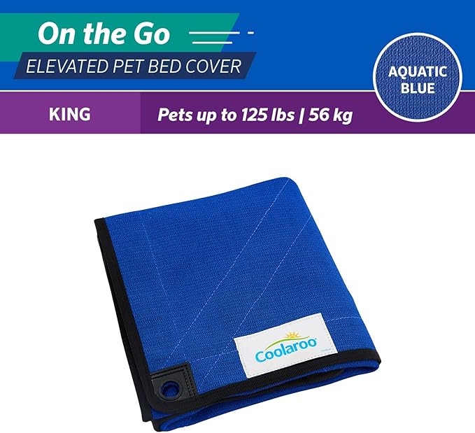 Coolaroo On The Go Cooling Elevated Dog Bed Replacement Cover, Portable for Travel & Camping, Collapsible for Storage, King, Aquatic Blue