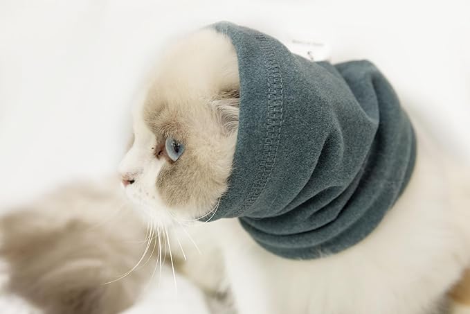 Cat Ear Cover Ear Wrap Hematoma Compression Keep Calm Comfort Anti Anxiety Relief Snood for Dog Aqua Blue S