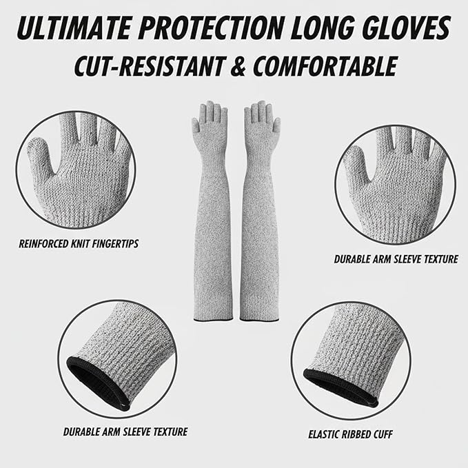 Cat Gloves Bite Proof, Cat Grooming Supplies, 15.74 in Cat Mittens to Prevent Scratching, Extra-Long Durable Bite Resistant Gloves, Bite Proof Gloves for Pet Grooming, Nail Trimming & Arm Protection