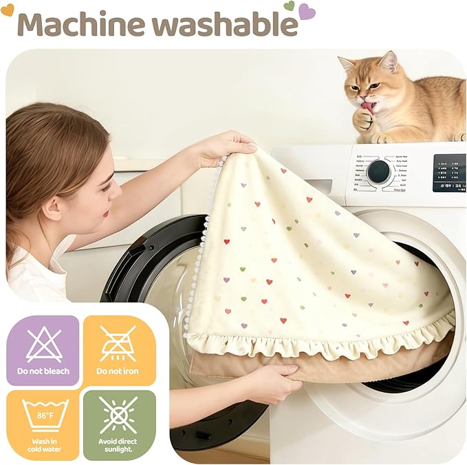 Jiupety Dog Beds for Medium Dogs Cozy & Soft Cat Bed Removable Washable Cat Bed with Slip-Resistant Bottom Pet Beds with Pillow, Beige 30"x24"