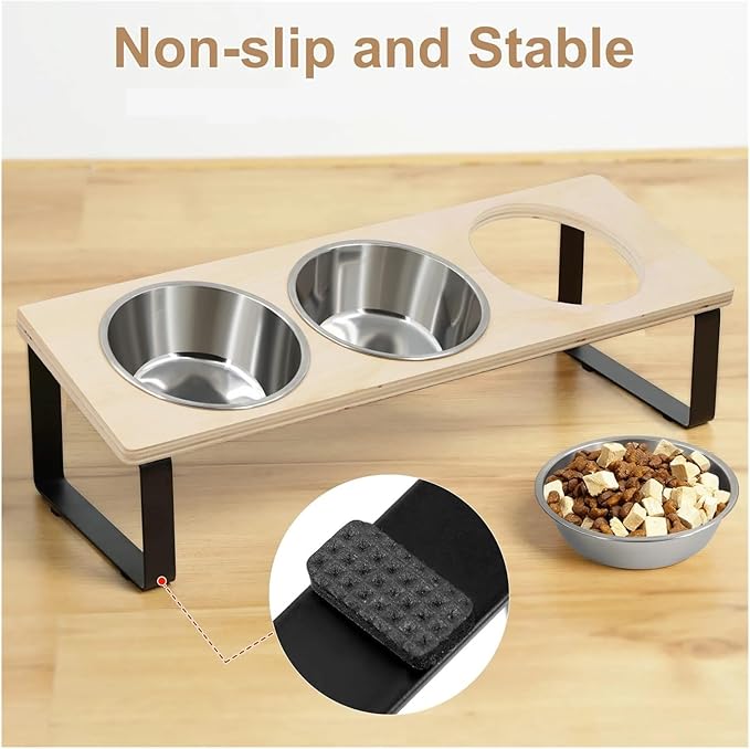 Stainless Steel Bowls Elevated Cat Feeder 15° Tilted Raised Feeding & Watering Supplies Pet