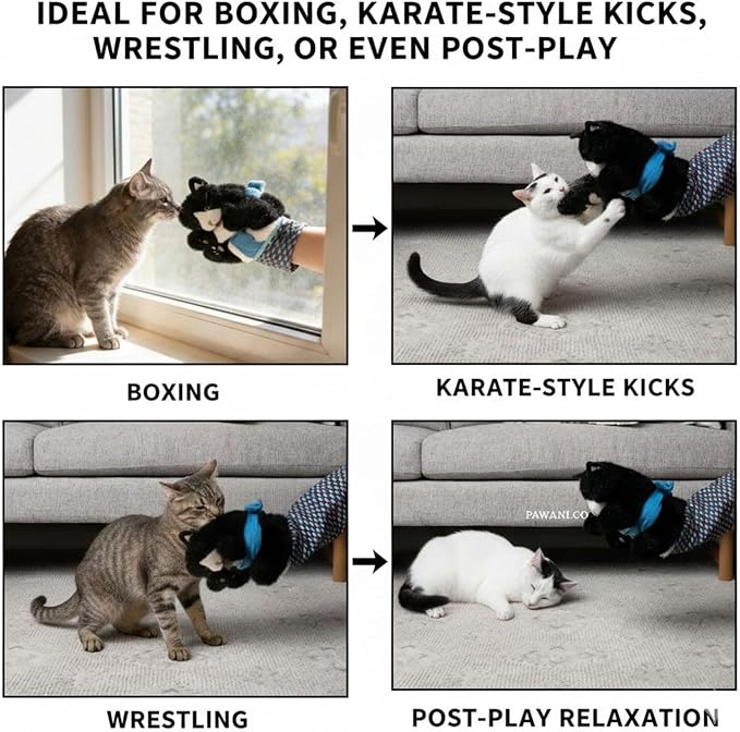 Cat Wrestling Glove Puppet – Interactive Hand Glove with Protective Sleeve, Durable Enrichment Toy for Cats & Kittens, Safe Boredom Relief