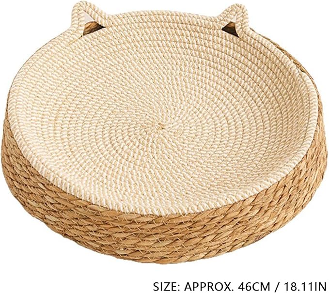 Asixxsix Cat Scratcher, Circular Cat Scratcher Bed with Breathable Mat and Small Ears Design, for Indoor Cats to Scratch Play and Lounge, Furniture Protector for Sofa Chair (L)
