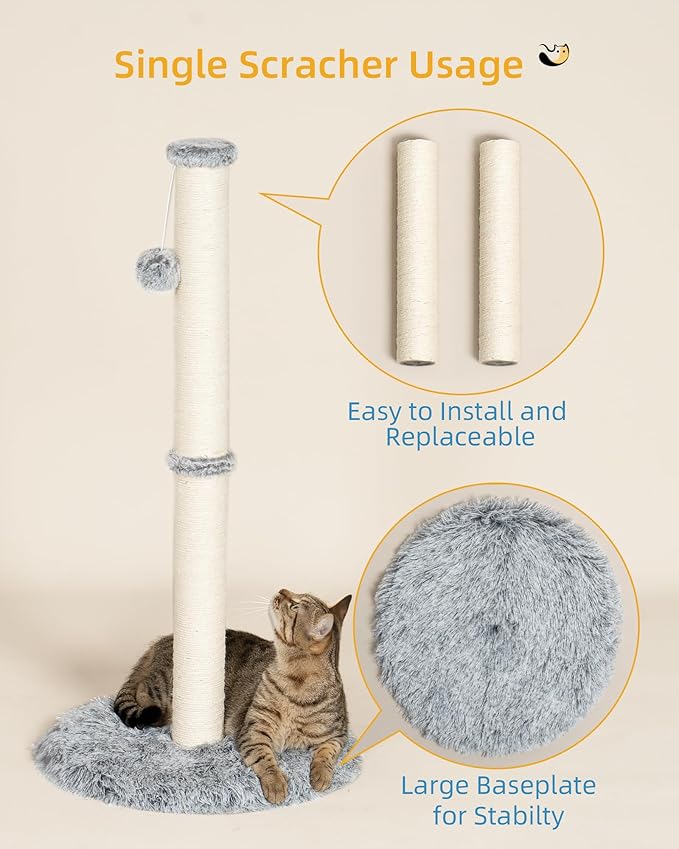 Aechonow 3-in-1 Cat Tunnel Bed, 34'' Tall Cat Scratching Post for Indoor Cats, Fluffy Peekaboo Donut Hideout Toy for Pets, Rabbit, Ferret