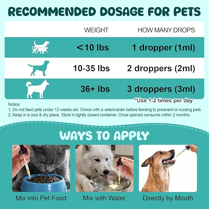 Flea & Tick Support for Dogs and Cats, Supports Healthy Skin Coat & Digestion, Herbal Ingredients Suit for All Breeds and Sizes -Vanilla-2 FL Oz