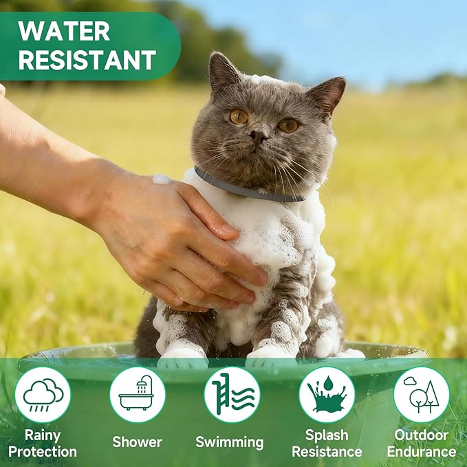 4 Pack Cat Flea Collars, Cat Flea and Tick Treatment, 32 Months Protection Flea and Tick Prevention for Cats, Waterproof Flea Collar for Cats, One Size Fits All for All Breeds, Grey