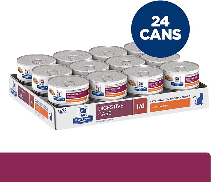 Hill's Prescription Diet i/d Digestive Care Wet Cat Food, Chicken, 5.5 oz. Cans, 24-Pack