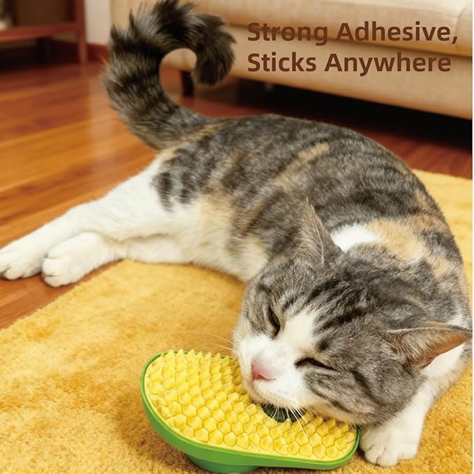 【2-Pack】Wall-Mounted Catnip Grooming Massager - Self-Grooming Corner Brush for Cats to Lick, Scratch, and Massage Cheeks with Catnip, for Indoor Cats