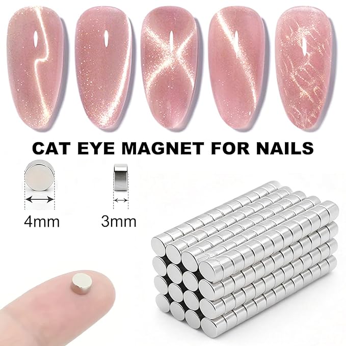 100pcs 4×3mm Round Mini Magnets for Acrylic Nail Clippers, Multi-Use Neodymium Magnet for Measuring Artificial Nail Length, Cat Eye Nail Art, Fridge Magnets, Crafts, Office Supplies