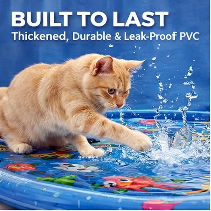 Dog Cat Water Mat,Pet Dog Cat Play Mat/Water Play Mat,Thickened Leak-Proof PVC Water Mat for Cats —Ldeal for Kittens and Puppies Toy,Durable and Easy to Clean, Suitable for All Types of Young Pets.