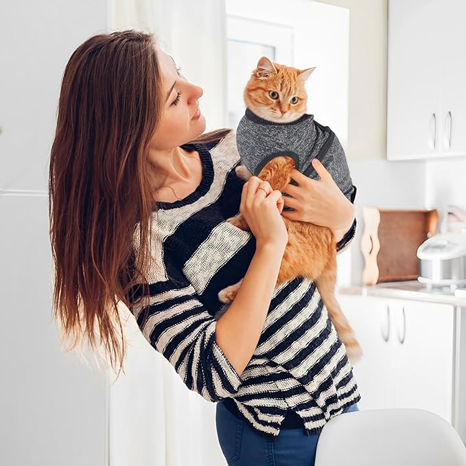 Cat Anxiety Jacket, Anxiety Vest for Cats, Jackets for Cats Only, Self-Adhesive Adjustable Pet Cat Calming Wrap Shirt, Calming Wrap for Pets to Relieve Stress
