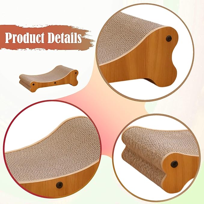 Cat Scratcher Made of Corrugated Cardboard and MDF Protects Furniture, Beds, Nests, and Lounge Sofas; Comfortable for Sharpening, Suitable for Small C, Recliner