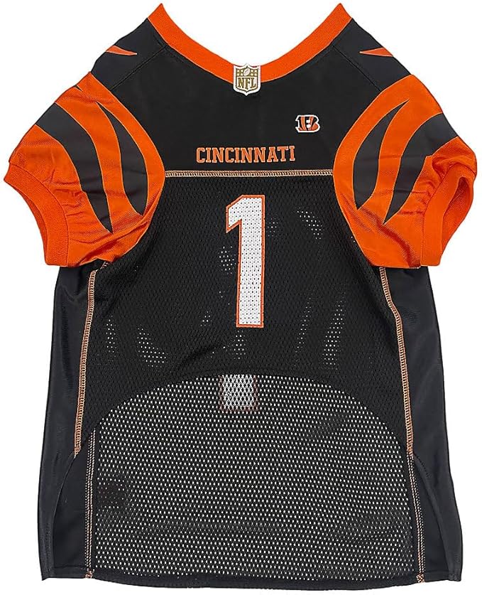 NFLPA JA'MARR Chase PET Jersey, NFL Dog Shirt, Size Large, Cincinnati Bengals Mesh Jersey for Dogs