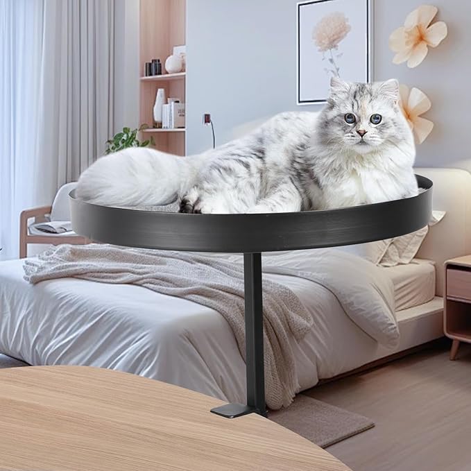 AQQHSAIN Cat Desk Bed Clamp Mounted Cat Hammock for Desk Space Saving Desktop Attachment Perch with Comfortable Soft Bed Elevated Pet Bed for Work Home Office Study Room