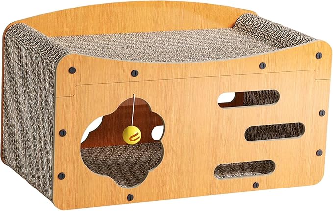 Generic Cat Scratcher House Cat Scratch Bed Supplies Durability Prevents Furniture Damage with Teasing Ball Grinding Claw Kitten Toy, 56cmx29cmx32cm