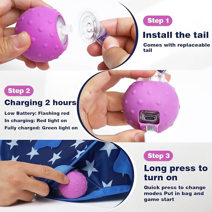 Interactive Cat Toys Hide-and-Seek, Touch to Activate, Quickly Roll in The Brood Bag, Real Mouse Squeaking Sound, The Best Cat Toy for Bored Indoor Cats