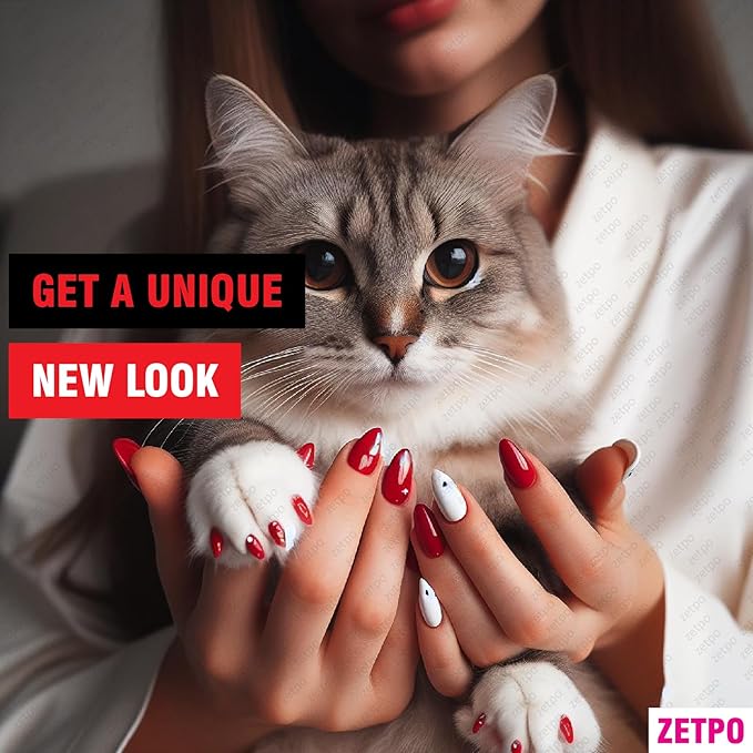 zetpo Glitter Cat Nail Caps | Cat Claw Covers | with Adhesives and Applicators (16x Glitter | 160 pcs, M)