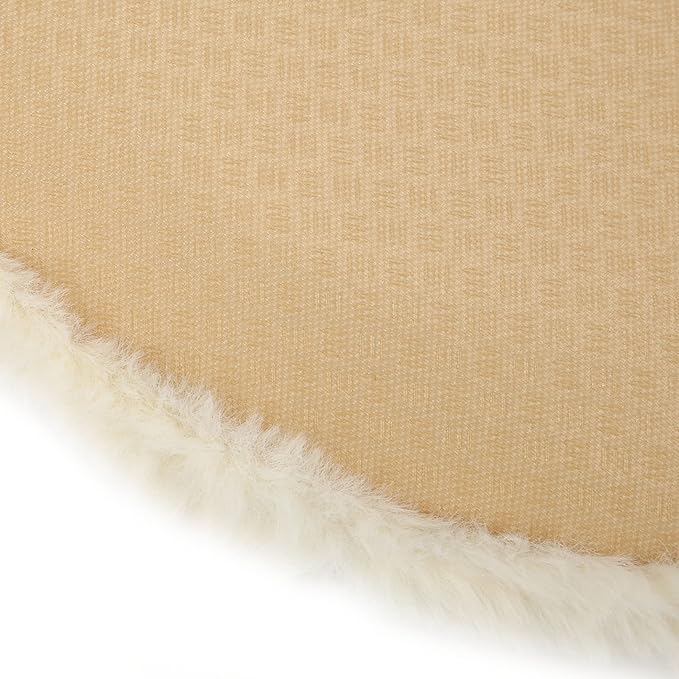 KANASI 1.6 Inch Round Faux Rabbit Fur Cat Bed, Replacement Pad for Pet Sleeping Mats for Windowsills Cages Kennels and Furniture (Cheese White)