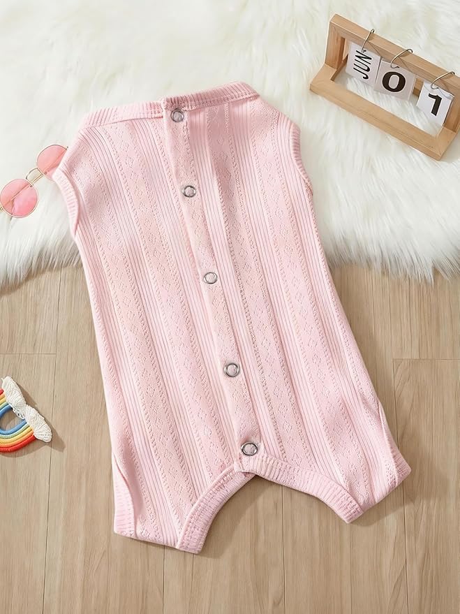 Angrypet All-Season Pet Shirts Onesie Pajamas for Small Dogs Cats Solid Ribbed Pets Clothes Small Puppy Outfits Pink Large