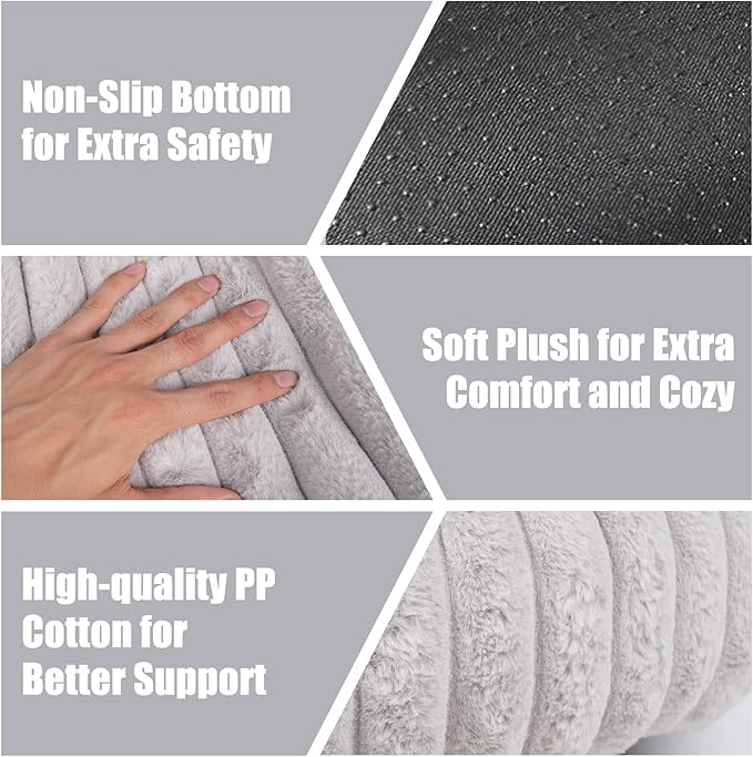 Cat Beds for Indoor Cats, 2 in 1 Cat Cave Bed Kitten Bed for Small Pets, Small Dog Bed with Cover, Pet Bed for Puppy and Kitten with Anti-Slip Bottom-Light Gray-24 inches